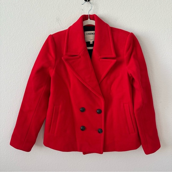 LAGENCE ATHENS CROPPED PEACOAT IN LAVA RED SZ US 4 - Picture 2 of 8